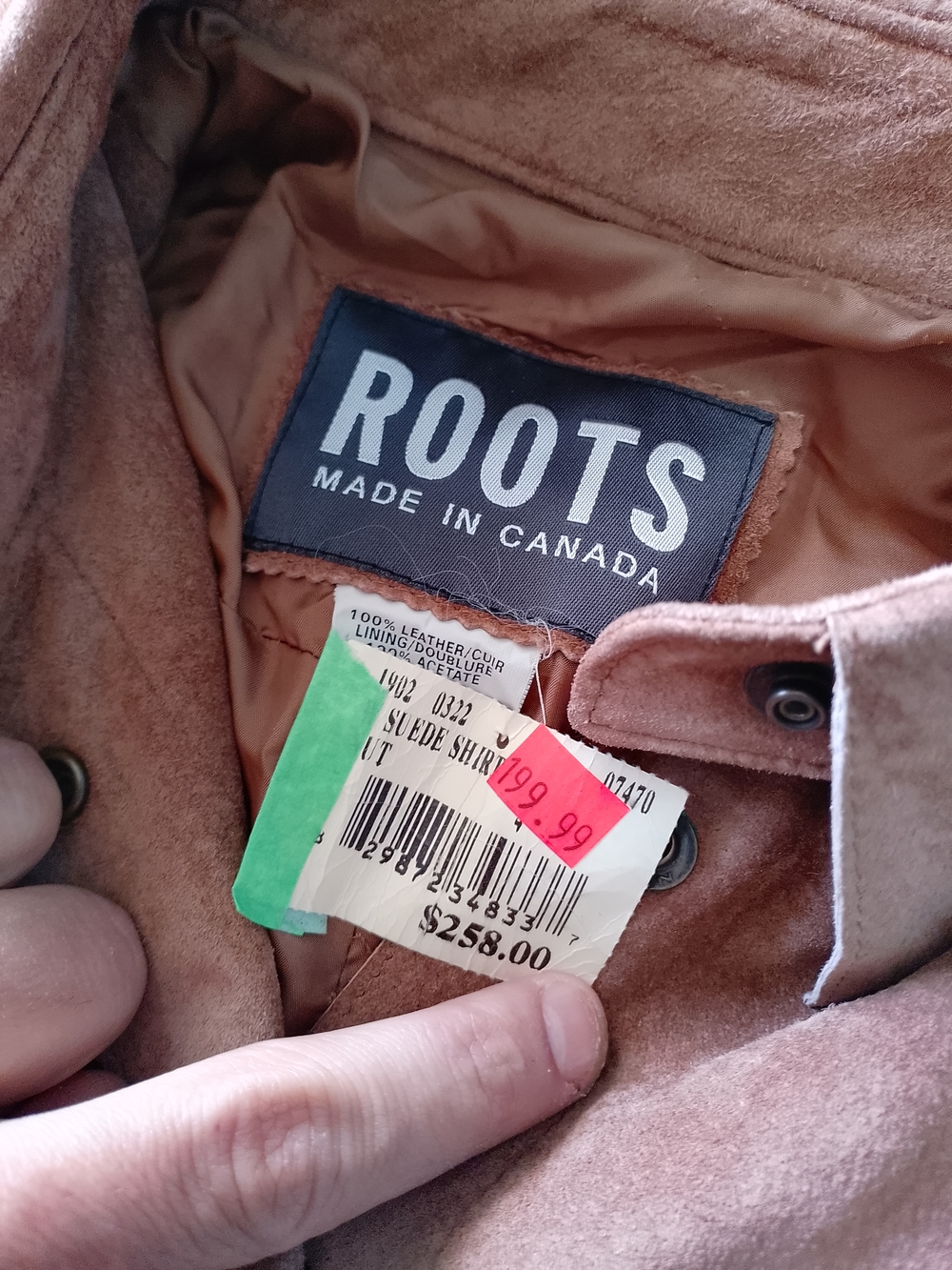 Vintage ROOTS Suede Button-Up Shirt Jacket - Brown - Picture 2 of 10